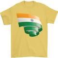 Curled India Flag Indian Day Football Mens T-Shirt 100% Cotton Yellow