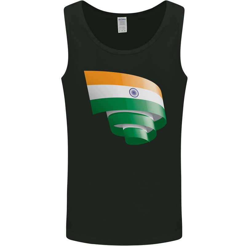 Curled India Flag Indian Day Football Mens Vest Tank Top Black