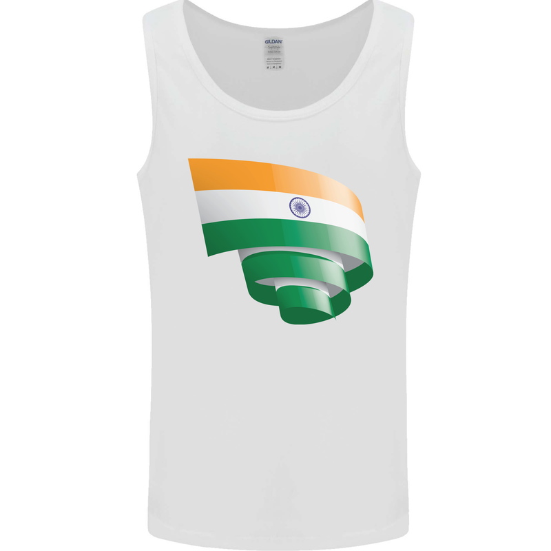 Curled India Flag Indian Day Football Mens Vest Tank Top White