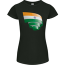 Curled India Flag Indian Day Football Womens Petite Cut T-Shirt Black