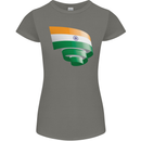 Curled India Flag Indian Day Football Womens Petite Cut T-Shirt Charcoal