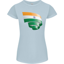 Curled India Flag Indian Day Football Womens Petite Cut T-Shirt Light Blue