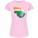 Curled India Flag Indian Day Football Womens Petite Cut T-Shirt Light Pink