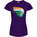 Curled India Flag Indian Day Football Womens Petite Cut T-Shirt Purple