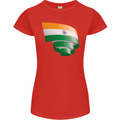 Curled India Flag Indian Day Football Womens Petite Cut T-Shirt Red