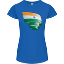 Curled India Flag Indian Day Football Womens Petite Cut T-Shirt Royal Blue