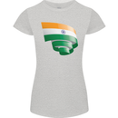 Curled India Flag Indian Day Football Womens Petite Cut T-Shirt Sports Grey