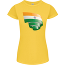 Curled India Flag Indian Day Football Womens Petite Cut T-Shirt Yellow