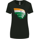 Curled India Flag Indian Day Football Womens Wider Cut T-Shirt Black