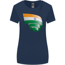 Curled India Flag Indian Day Football Womens Wider Cut T-Shirt Navy Blue