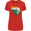 Curled India Flag Indian Day Football Womens Wider Cut T-Shirt Red