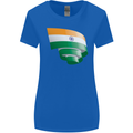 Curled India Flag Indian Day Football Womens Wider Cut T-Shirt Royal Blue