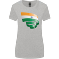 Curled India Flag Indian Day Football Womens Wider Cut T-Shirt Sports Grey