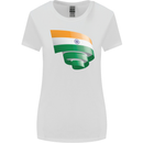 Curled India Flag Indian Day Football Womens Wider Cut T-Shirt White