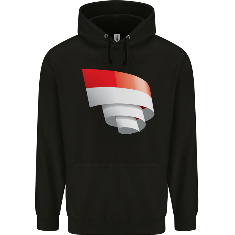 Curled Indonesia Flag Indonesian Day Football Childrens Kids Hoodie Black