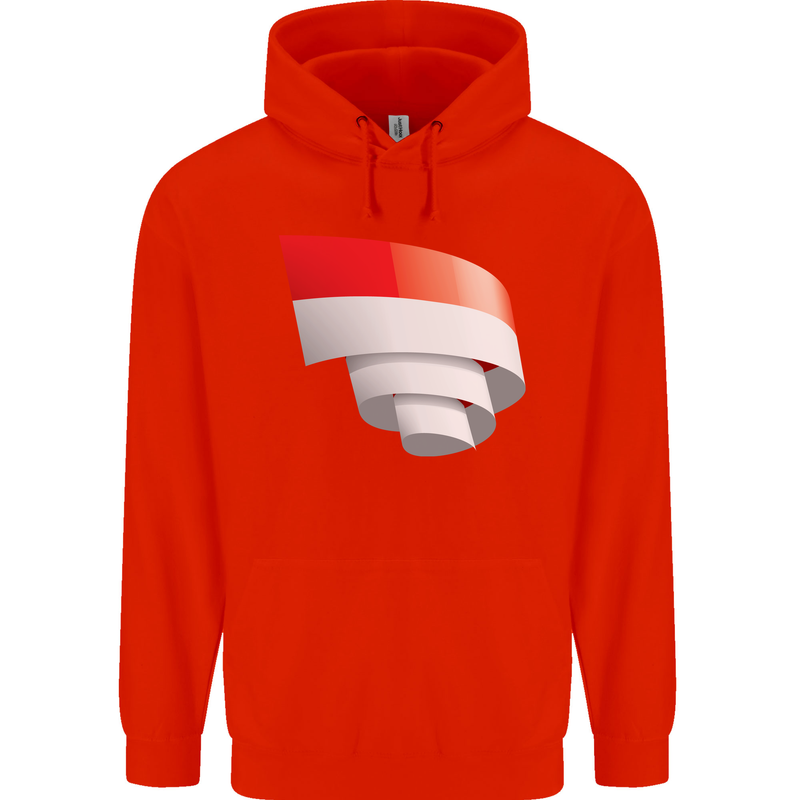Curled Indonesia Flag Indonesian Day Football Childrens Kids Hoodie Bright Red