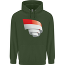 Curled Indonesia Flag Indonesian Day Football Childrens Kids Hoodie Forest Green