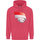Curled Indonesia Flag Indonesian Day Football Childrens Kids Hoodie Heliconia