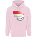 Curled Indonesia Flag Indonesian Day Football Childrens Kids Hoodie Light Pink