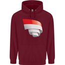 Curled Indonesia Flag Indonesian Day Football Childrens Kids Hoodie Maroon