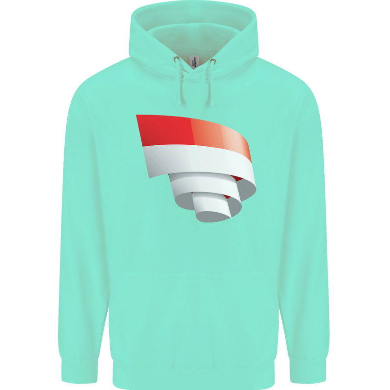 Curled Indonesia Flag Indonesian Day Football Childrens Kids Hoodie Peppermint