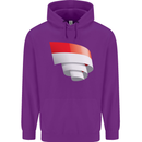 Curled Indonesia Flag Indonesian Day Football Childrens Kids Hoodie Purple