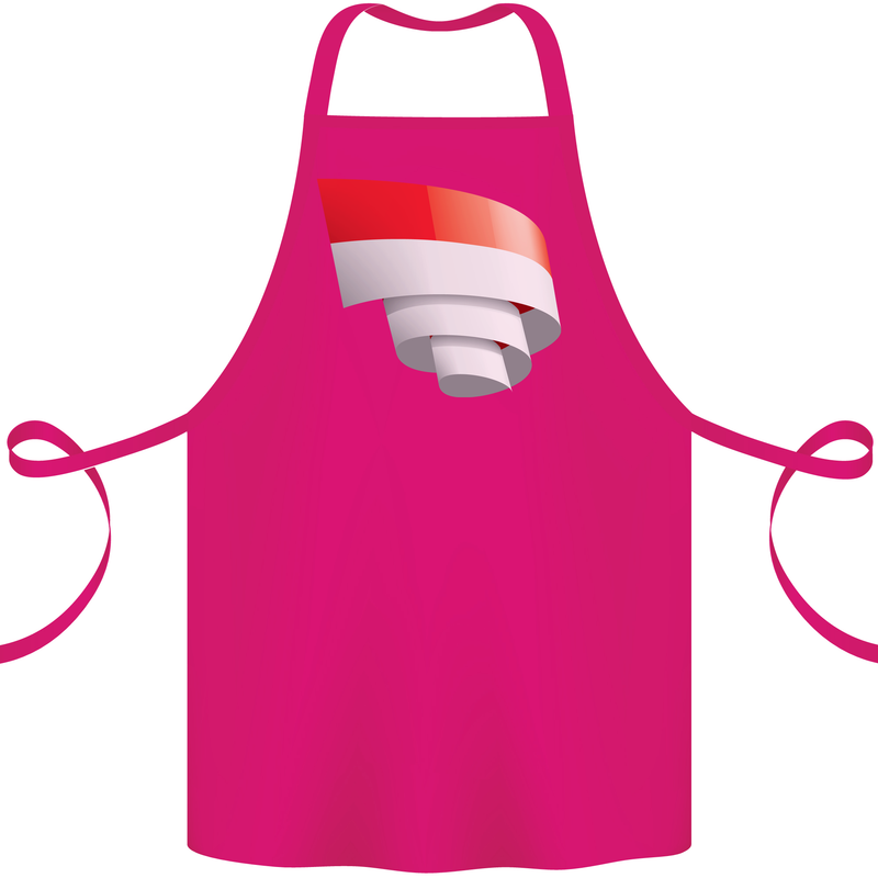 Curled Indonesia Flag Indonesian Day Football Cotton Apron 100% Organic Pink