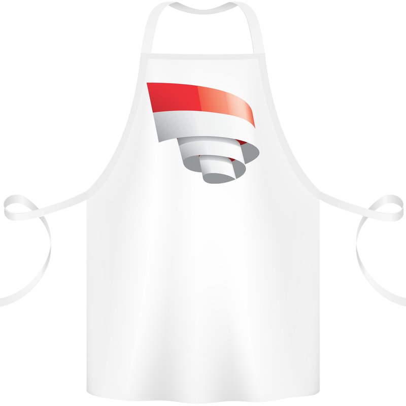 Curled Indonesia Flag Indonesian Day Football Cotton Apron 100% Organic White