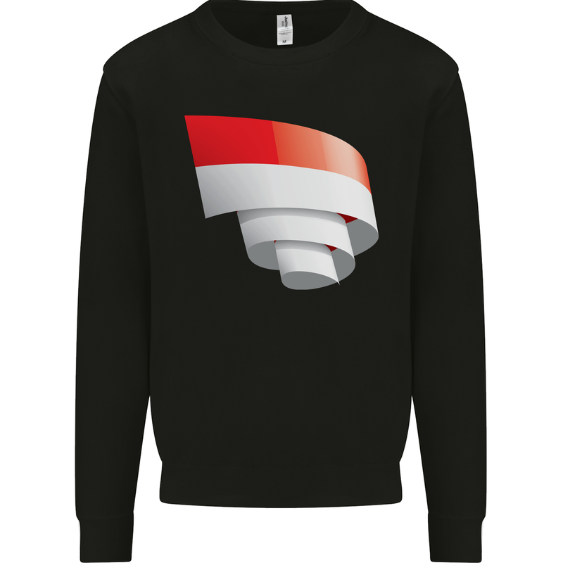Curled Indonesia Flag Indonesian Day Football Kids Sweatshirt Jumper Black