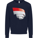 Curled Indonesia Flag Indonesian Day Football Kids Sweatshirt Jumper Navy Blue