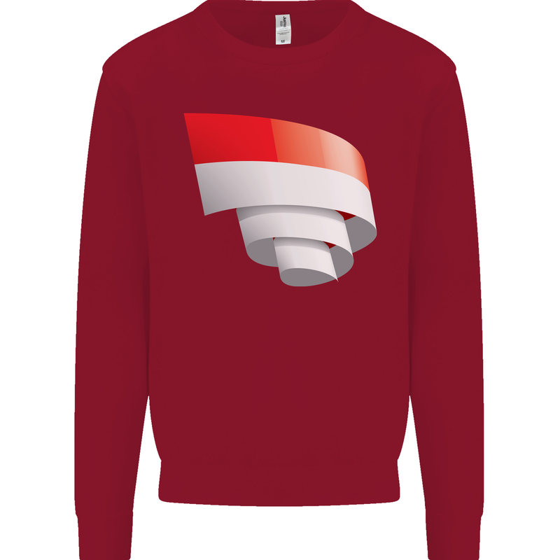 Curled Indonesia Flag Indonesian Day Football Kids Sweatshirt Jumper Red