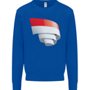 Curled Indonesia Flag Indonesian Day Football Kids Sweatshirt Jumper Royal Blue