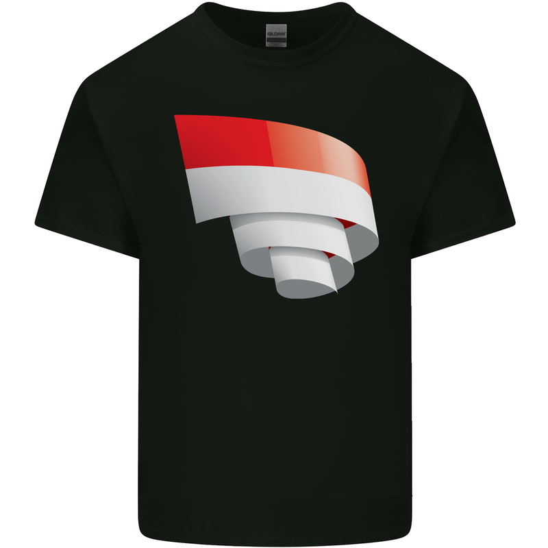 Curled Indonesia Flag Indonesian Day Football Kids T-Shirt Childrens Black