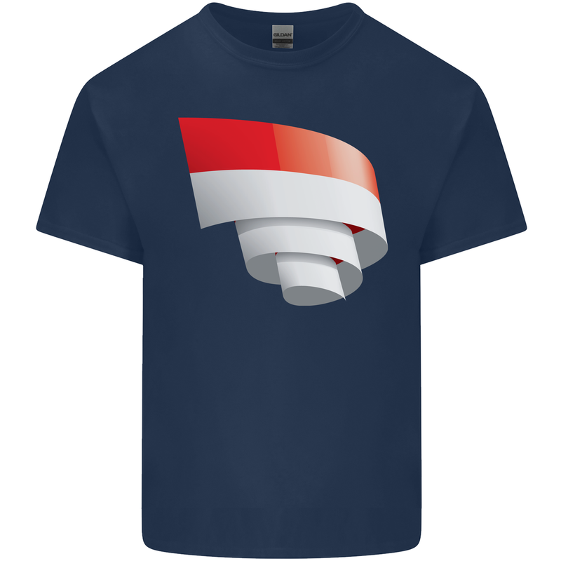 Curled Indonesia Flag Indonesian Day Football Kids T-Shirt Childrens Navy Blue