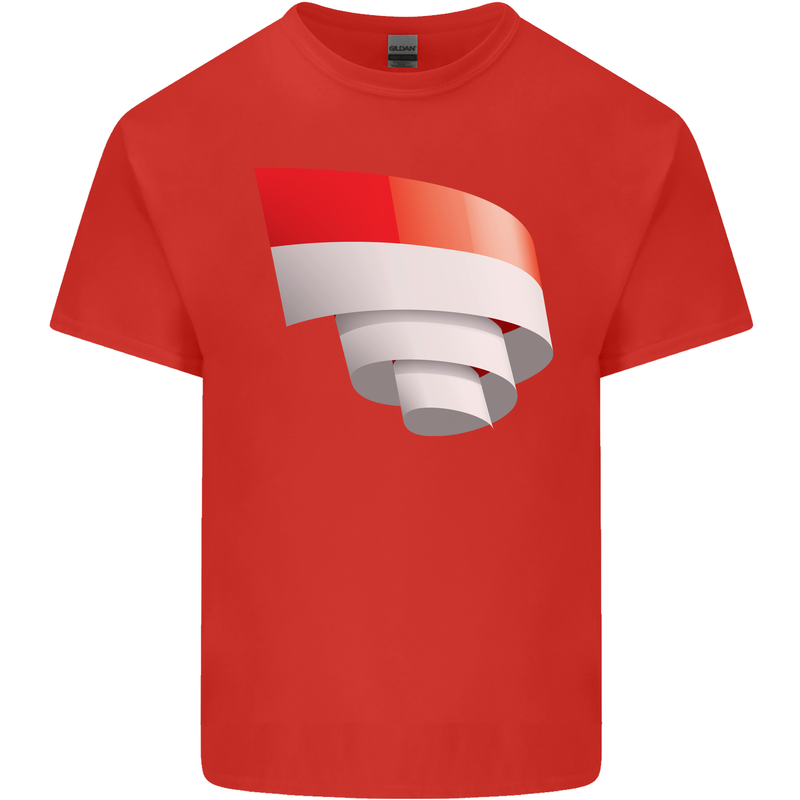 Curled Indonesia Flag Indonesian Day Football Kids T-Shirt Childrens Red