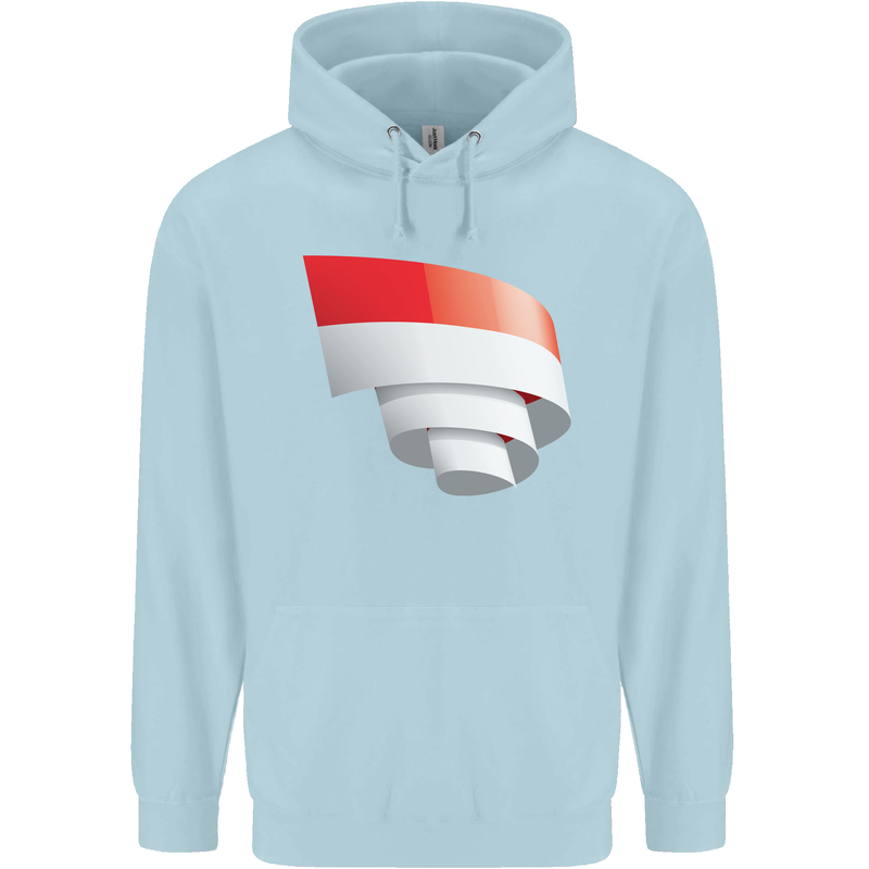 Curled Indonesia Flag Indonesian Day Football Mens 80% Cotton Hoodie Light Blue