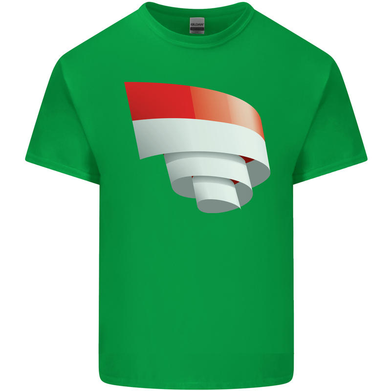Curled Indonesia Flag Indonesian Day Football Mens Cotton T-Shirt Tee Top Irish Green