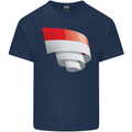 Curled Indonesia Flag Indonesian Day Football Mens Cotton T-Shirt Tee Top Navy Blue