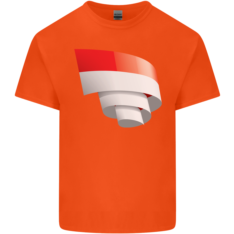 Curled Indonesia Flag Indonesian Day Football Mens Cotton T-Shirt Tee Top Orange