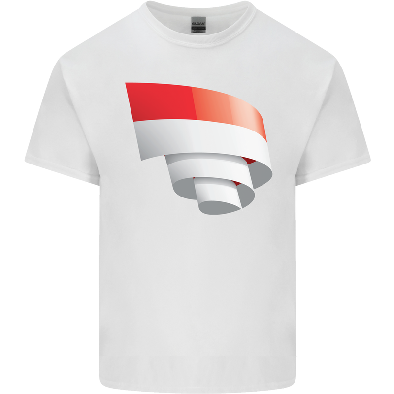 Curled Indonesia Flag Indonesian Day Football Mens Cotton T-Shirt Tee Top White