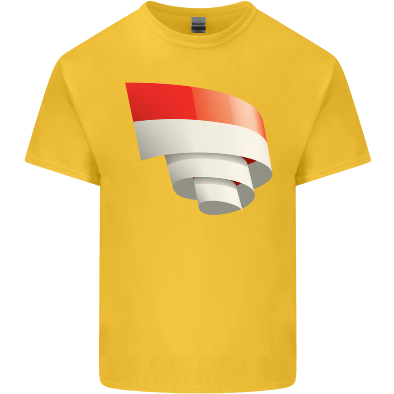 Curled Indonesia Flag Indonesian Day Football Mens Cotton T-Shirt Tee Top Yellow