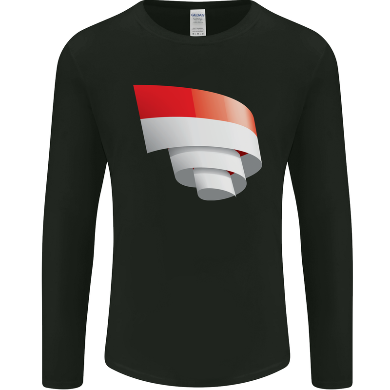Curled Indonesia Flag Indonesian Day Football Mens Long Sleeve T-Shirt Black