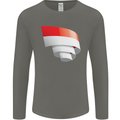 Curled Indonesia Flag Indonesian Day Football Mens Long Sleeve T-Shirt Charcoal