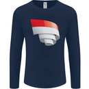 Curled Indonesia Flag Indonesian Day Football Mens Long Sleeve T-Shirt Navy Blue
