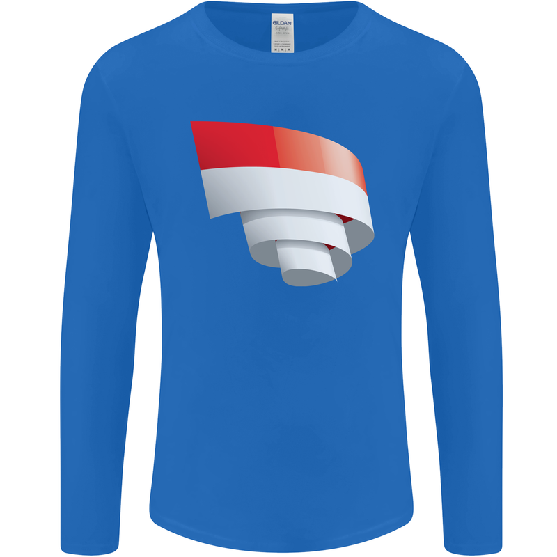 Curled Indonesia Flag Indonesian Day Football Mens Long Sleeve T-Shirt Royal Blue