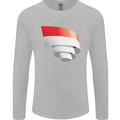 Curled Indonesia Flag Indonesian Day Football Mens Long Sleeve T-Shirt Sports Grey