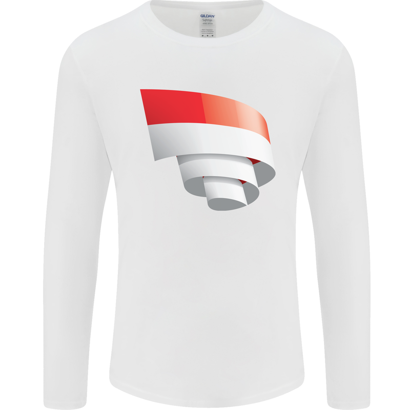 Curled Indonesia Flag Indonesian Day Football Mens Long Sleeve T-Shirt White