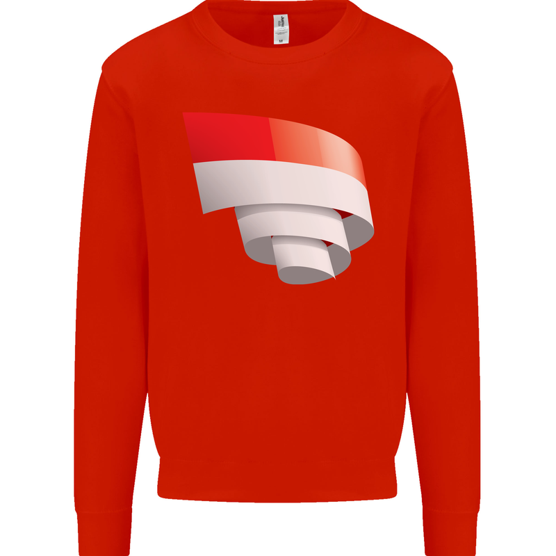 Curled Indonesia Flag Indonesian Day Football Mens Sweatshirt Jumper Bright Red