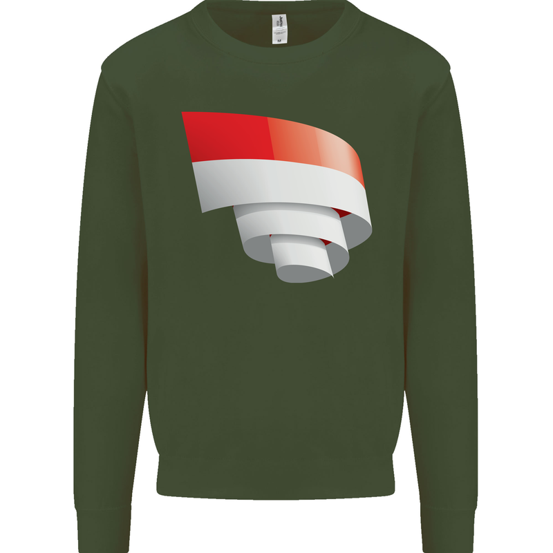 Curled Indonesia Flag Indonesian Day Football Mens Sweatshirt Jumper Forest Green