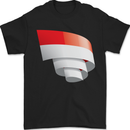 Curled Indonesia Flag Indonesian Day Football Mens T-Shirt 100% Cotton Black
